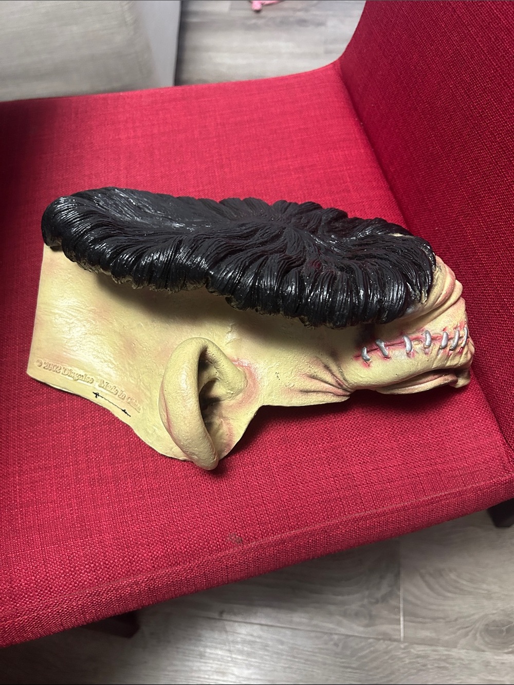 Halloween Prosthetic Monster Head Mask in Black and Beige